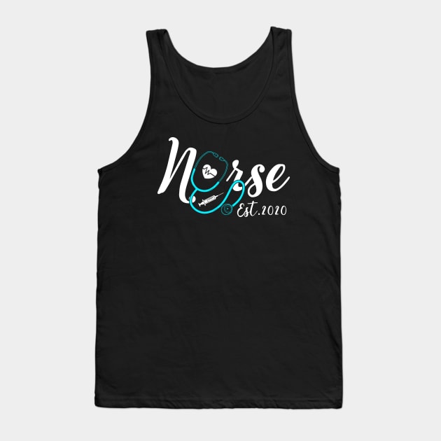 Womens New Nurse Est 2020 Nursing School Graduation Gift Tank Top by neonatalnurse